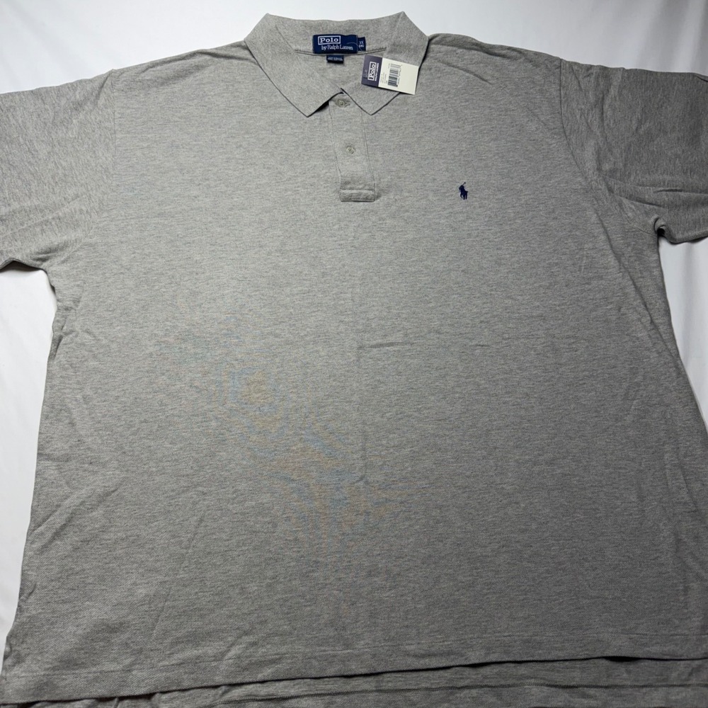 Polo Ralph Lauren Mens 3X Big Gray Heather Classic Fit Cotton Pique Polo Shirt